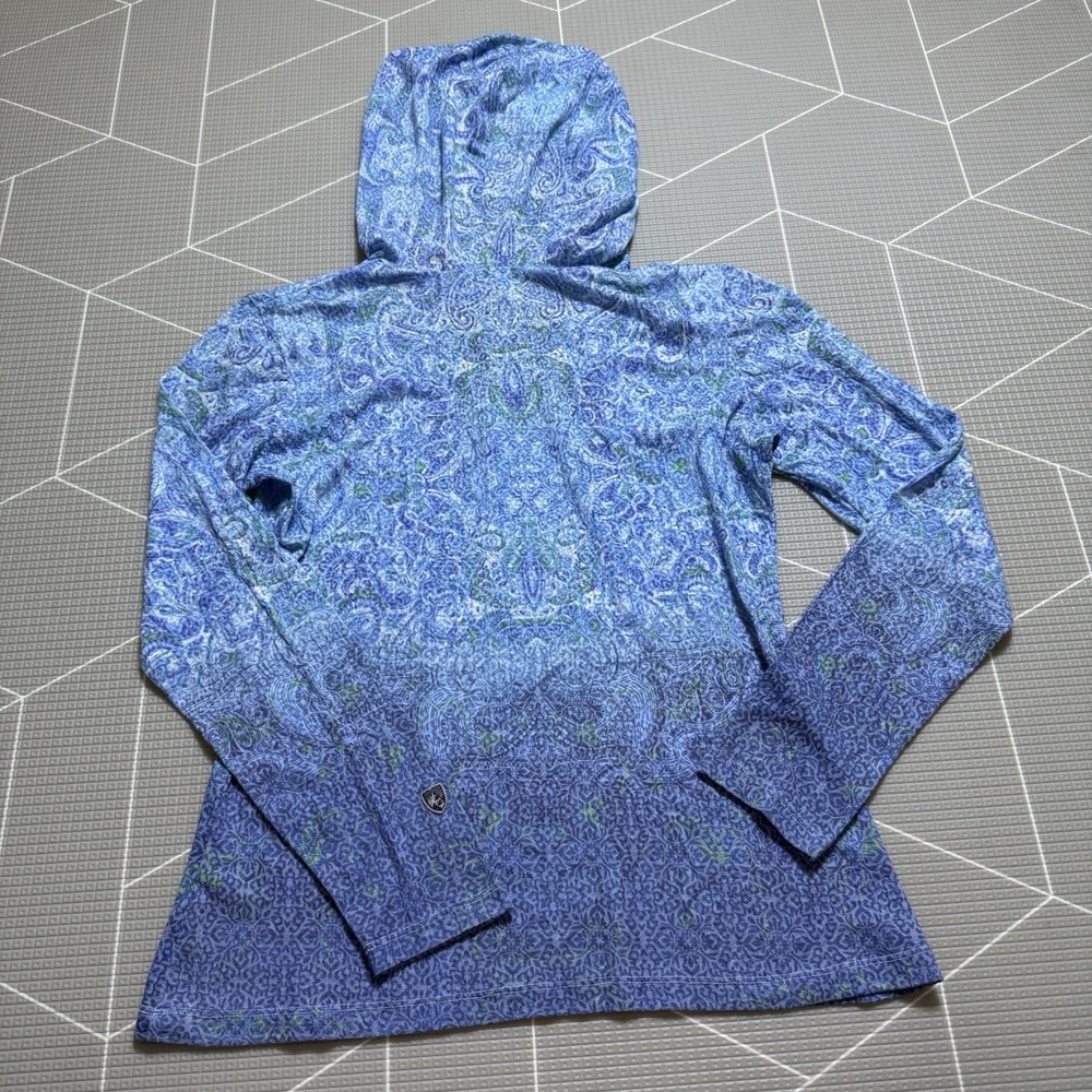 Kuhl Basel Burnout Hoodie M Blue Ombré Lightweight Cotton Blend - Picture 2 of 7
